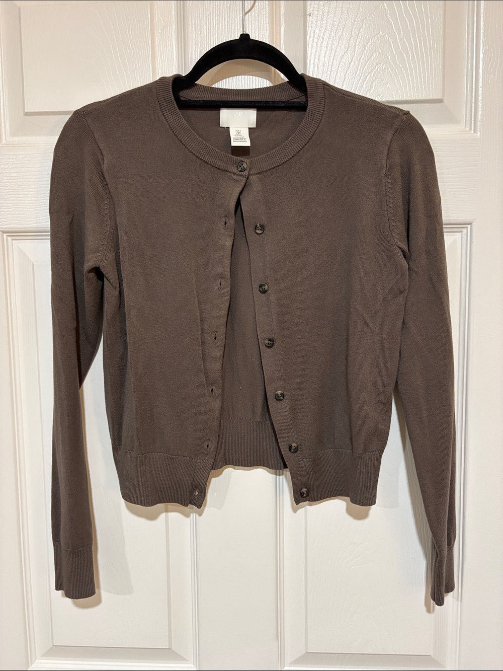 H&M Brown Button-Front Crewneck Cardigan Size Small
